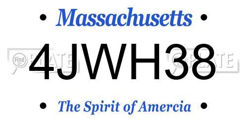 4JWH38 Massachusetts License Plate