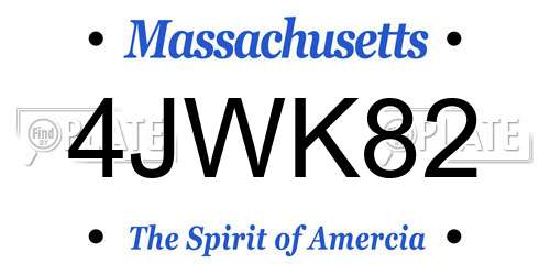 4JWK82 Massachusetts License Plate