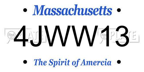 4JWW13 Massachusetts License Plate