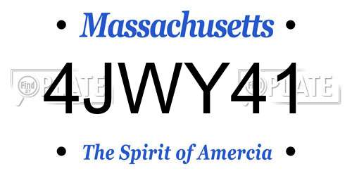 4JWY41 Massachusetts License Plate
