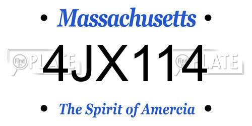 4JX114 Massachusetts License Plate