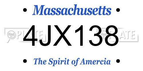 4JX138 Massachusetts License Plate