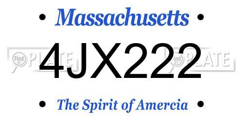 4JX222 Massachusetts License Plate