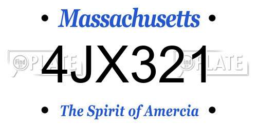 4JX321 Massachusetts License Plate