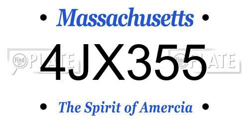 4JX355 Massachusetts License Plate