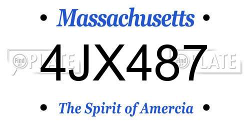 4JX487 Massachusetts License Plate