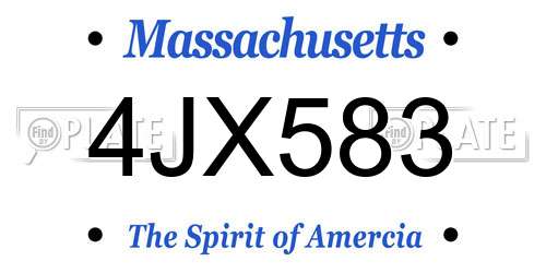 4JX583 Massachusetts License Plate