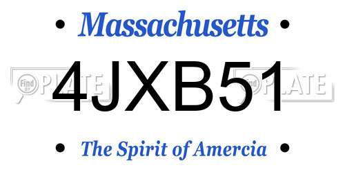4JXB51 Massachusetts License Plate
