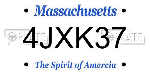 4JXK37 Massachusetts License Plate