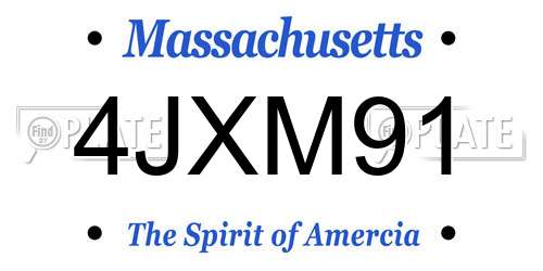 4JXM91 Massachusetts License Plate