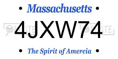 4JXW74 Massachusetts License Plate