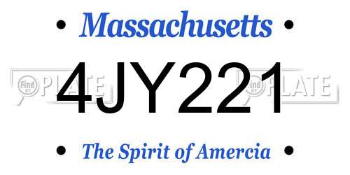 4JY221 Massachusetts License Plate