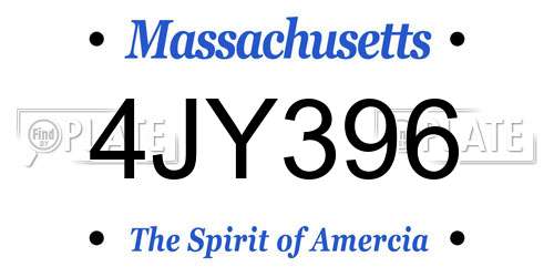 4JY396 Massachusetts License Plate