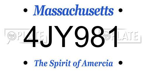 4JY981 Massachusetts License Plate
