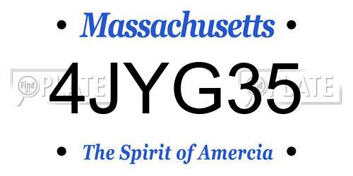 4JYG35 Massachusetts License Plate