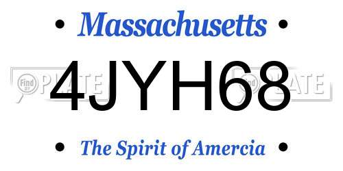 4JYH68 Massachusetts License Plate