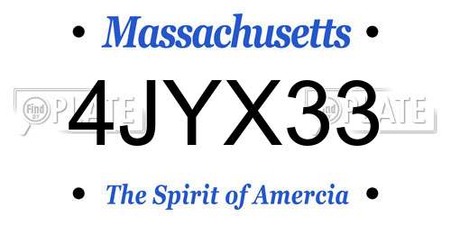 4JYX33 Massachusetts License Plate