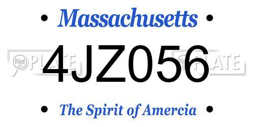 4JZ056 Massachusetts License Plate