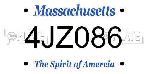 4JZ086 Massachusetts License Plate