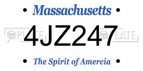 4JZ247 Massachusetts License Plate