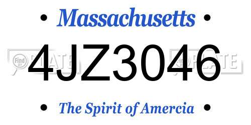 4JZ3046 Massachusetts License Plate