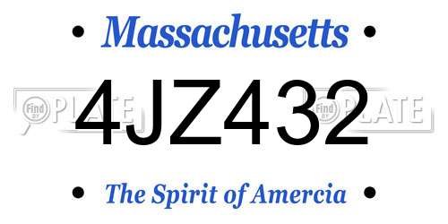 4JZ432 Massachusetts License Plate