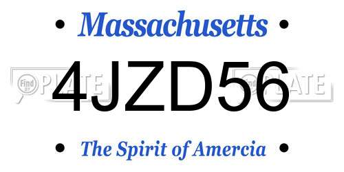 4JZD56 Massachusetts License Plate