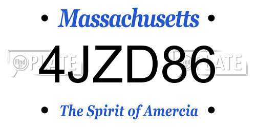 4JZD86 Massachusetts License Plate