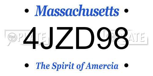 4JZD98 Massachusetts License Plate