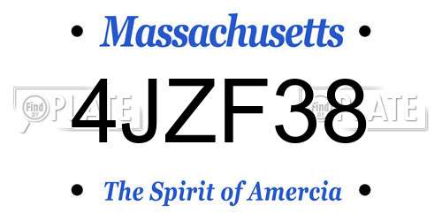 4JZF38 Massachusetts License Plate