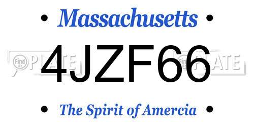 4JZF66 Massachusetts License Plate