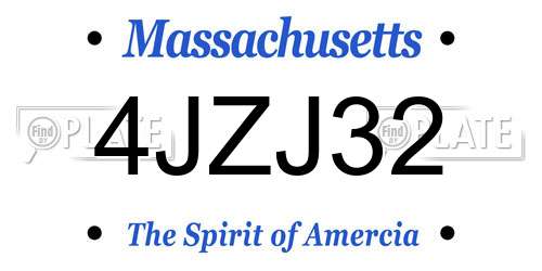 4JZJ32 Massachusetts License Plate
