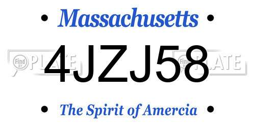 4JZJ58 Massachusetts License Plate