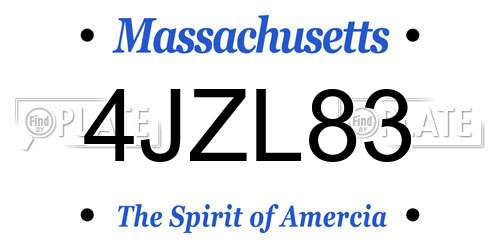 4JZL83 Massachusetts License Plate