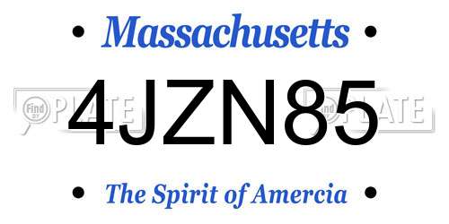 4JZN85 Massachusetts License Plate