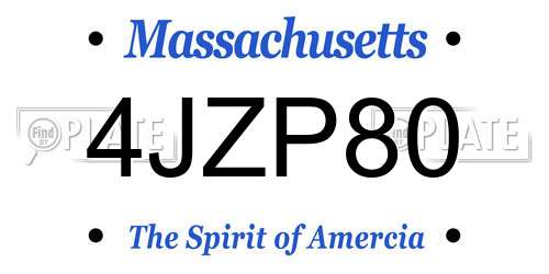 4JZP80 Massachusetts License Plate