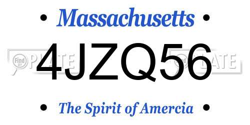 4JZQ56 Massachusetts License Plate