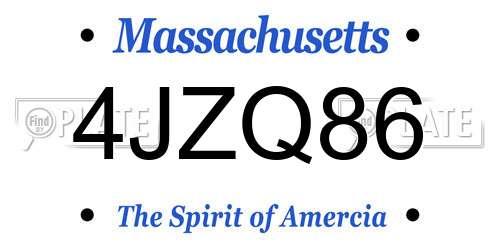 4JZQ86 Massachusetts License Plate