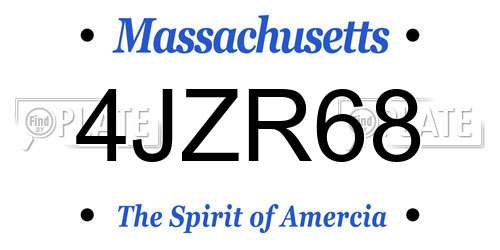 4JZR68 Massachusetts License Plate