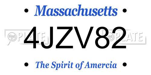 4JZV82 Massachusetts License Plate