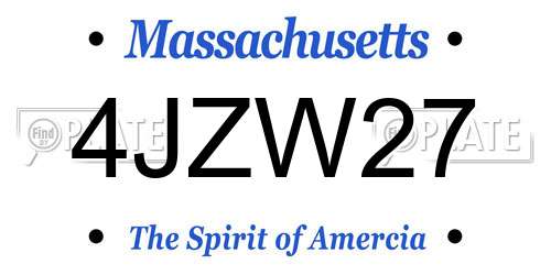 4JZW27 Massachusetts License Plate