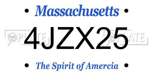 4JZX25 Massachusetts License Plate
