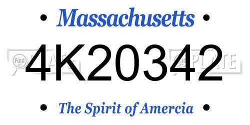 4K20342 Massachusetts License Plate