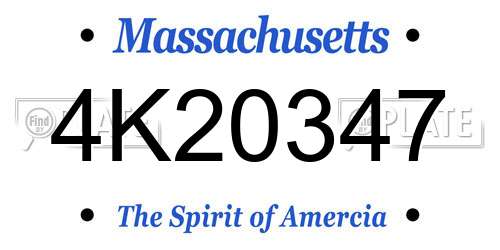 4K20347 Massachusetts License Plate