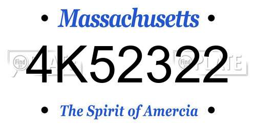4K52322 Massachusetts License Plate