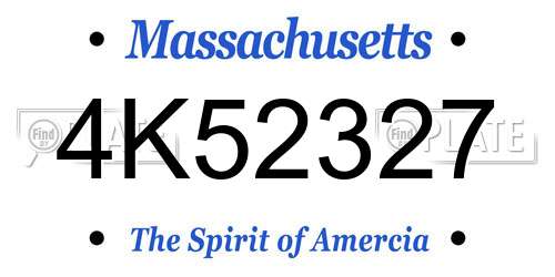 4K52327 Massachusetts License Plate