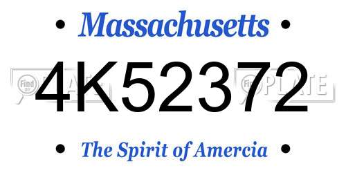 4K52372 Massachusetts License Plate