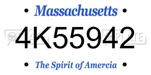 4K55942 Massachusetts License Plate