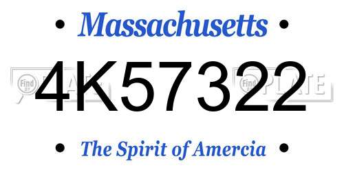 4K57322 Massachusetts License Plate