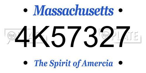 4K57327 Massachusetts License Plate
